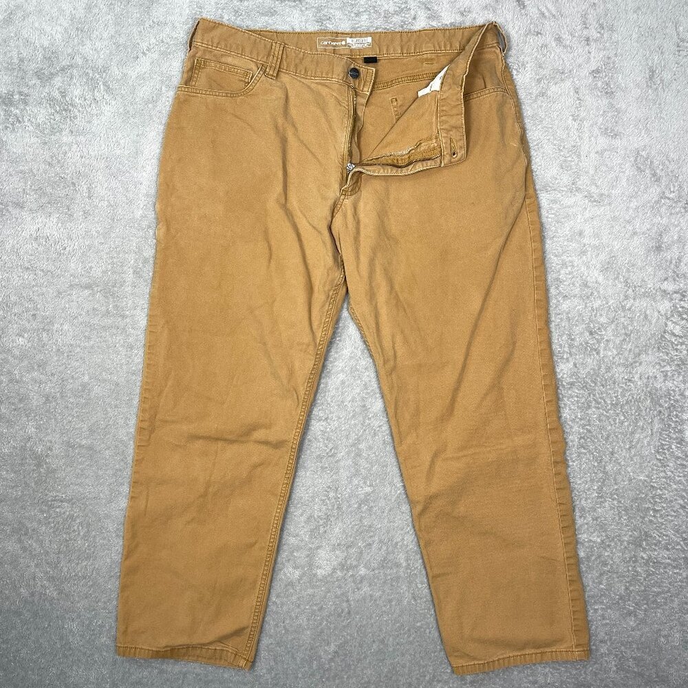Carhartt Relaxed Fit Pants Men's 40 Brown Bn2517-m Rugged‎ Flex Canvas Workwear